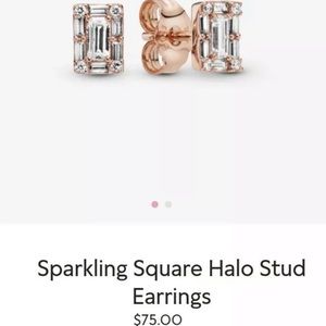 pandora silver gold plated rectangle stud earrings